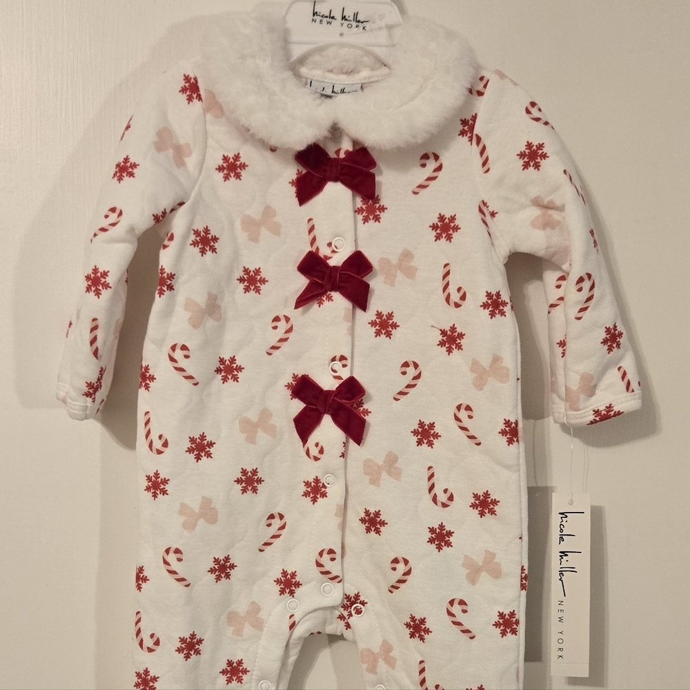 Nicole Miller Red and White Candy Cane Footie